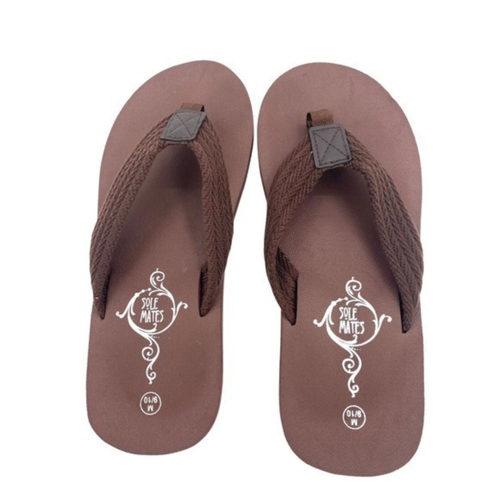 NEW Sole Mates Men’s Flip Flops Sandals NEW Brown‎ Size 9/10